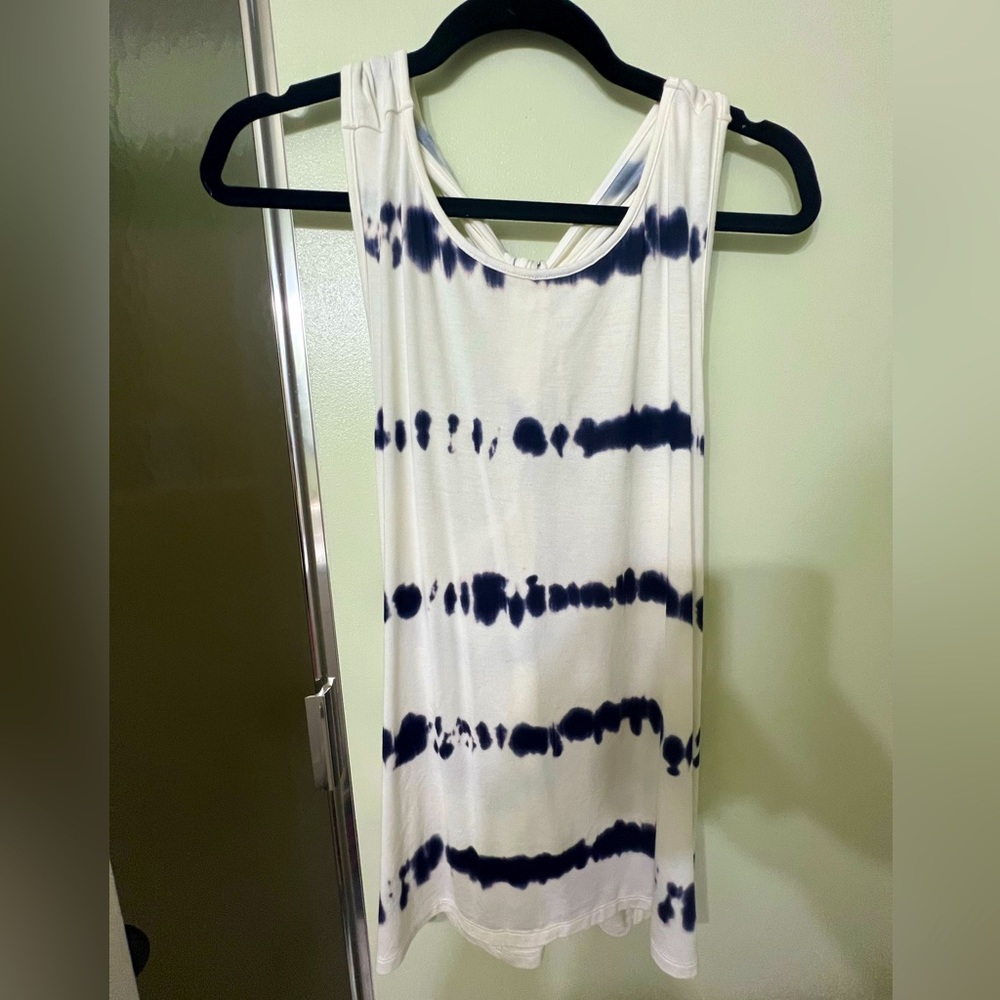 White and blue tie dye tank